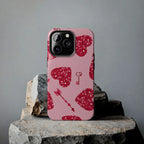 Sparkling Red Hearts Phone Case (Apple & Android) - Pink Sweetheart