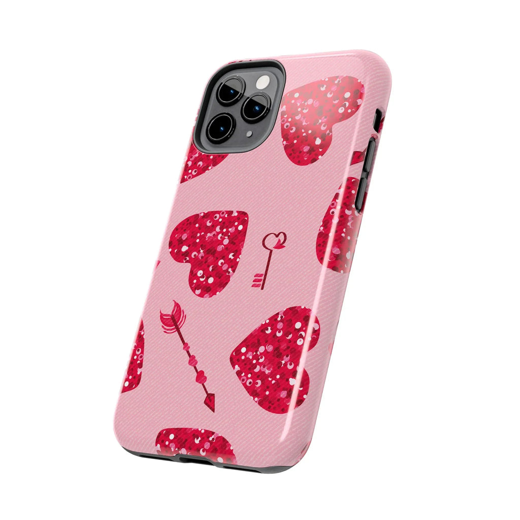 Sparkling Red Hearts Phone Case (Apple & Android) - Pink Sweetheart