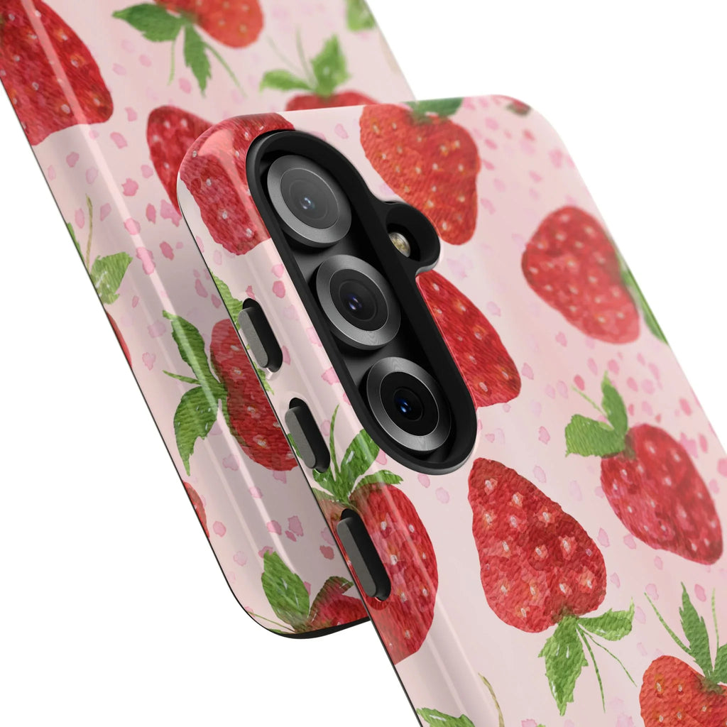 Cute Strawberries Phone Case (Apple & Android) - Pink Sweetheart