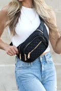 Quilted Belt Sling Fannie Pack Bum Bag - Pink Sweetheart