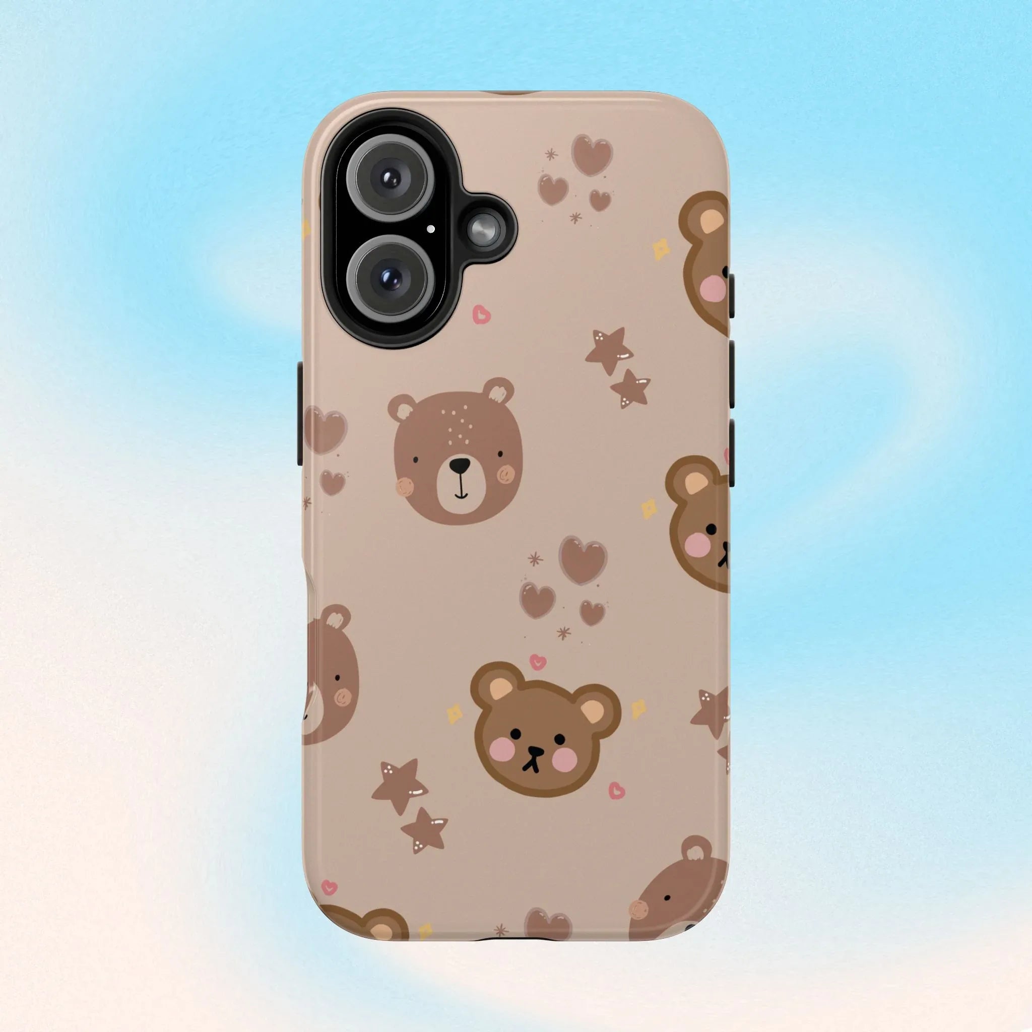 Boho Brown Bear Phone Case (Apple & Android) - Pink Sweetheart
