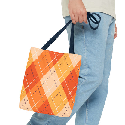 Orange Argyle Halloween Tote Bag