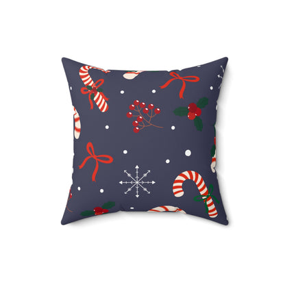 Winter Peppermint Candy Square Pillow