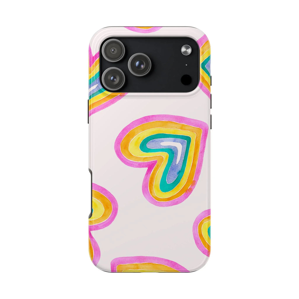 Rainbow Hearts Phone Case (Apple & Android) - Pink Sweetheart