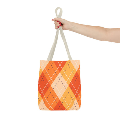 Orange Argyle Halloween Tote Bag