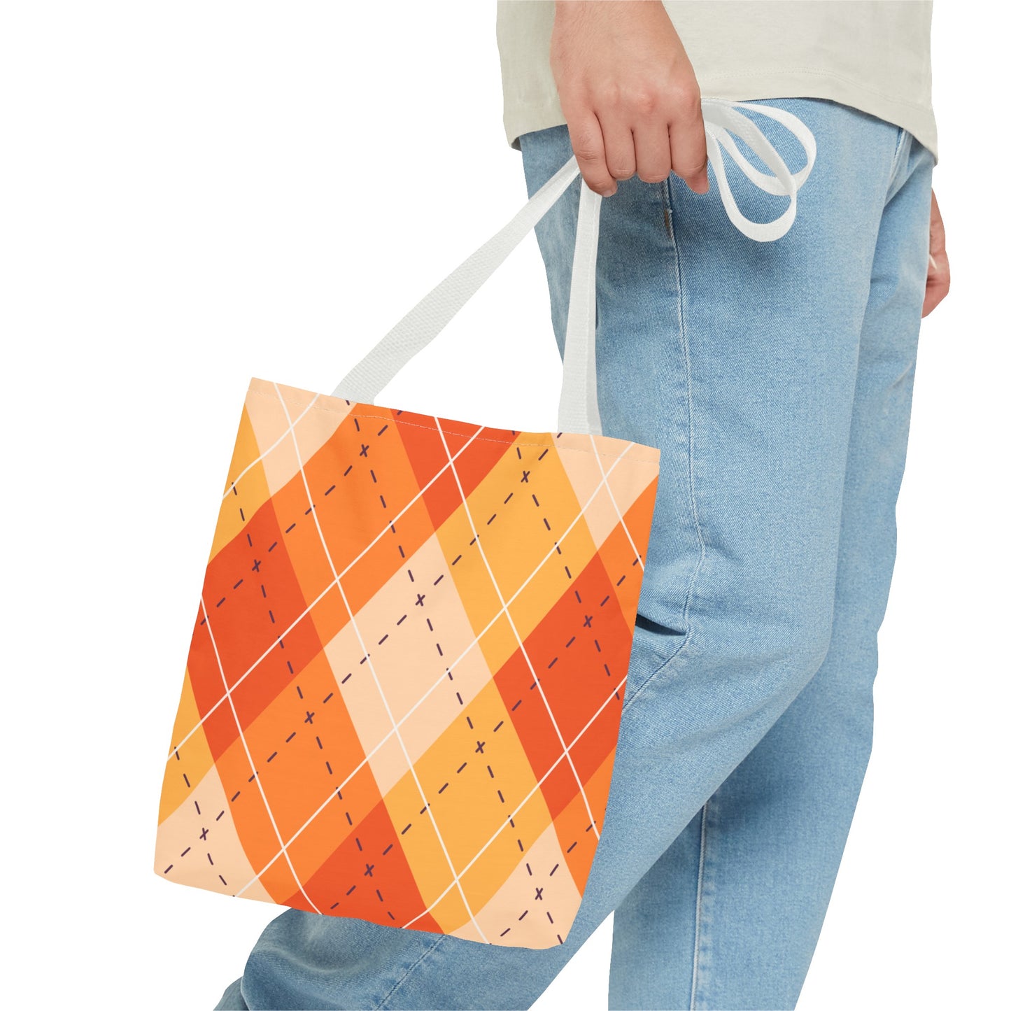 Orange Argyle Halloween Tote Bag