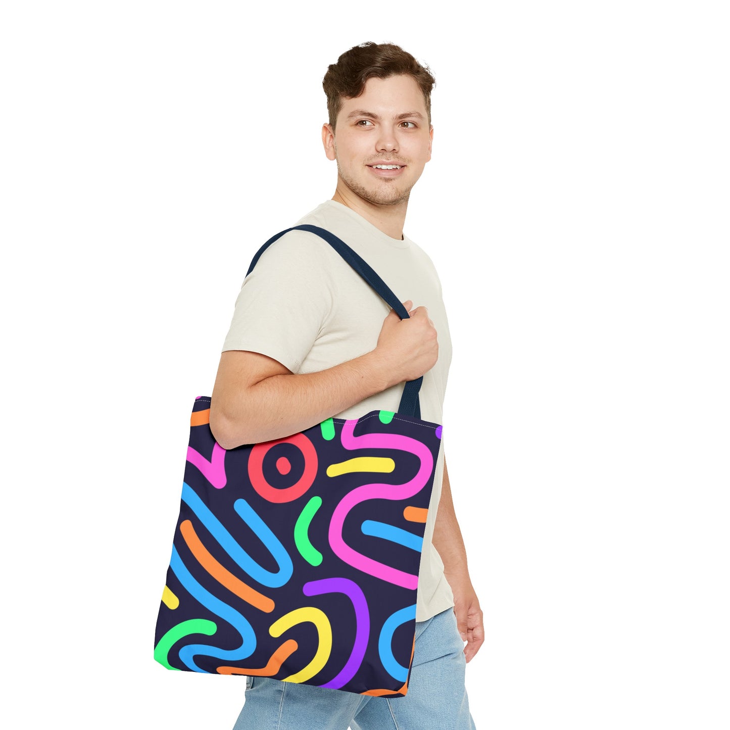 Neon Doodle Swirls Tote Bag