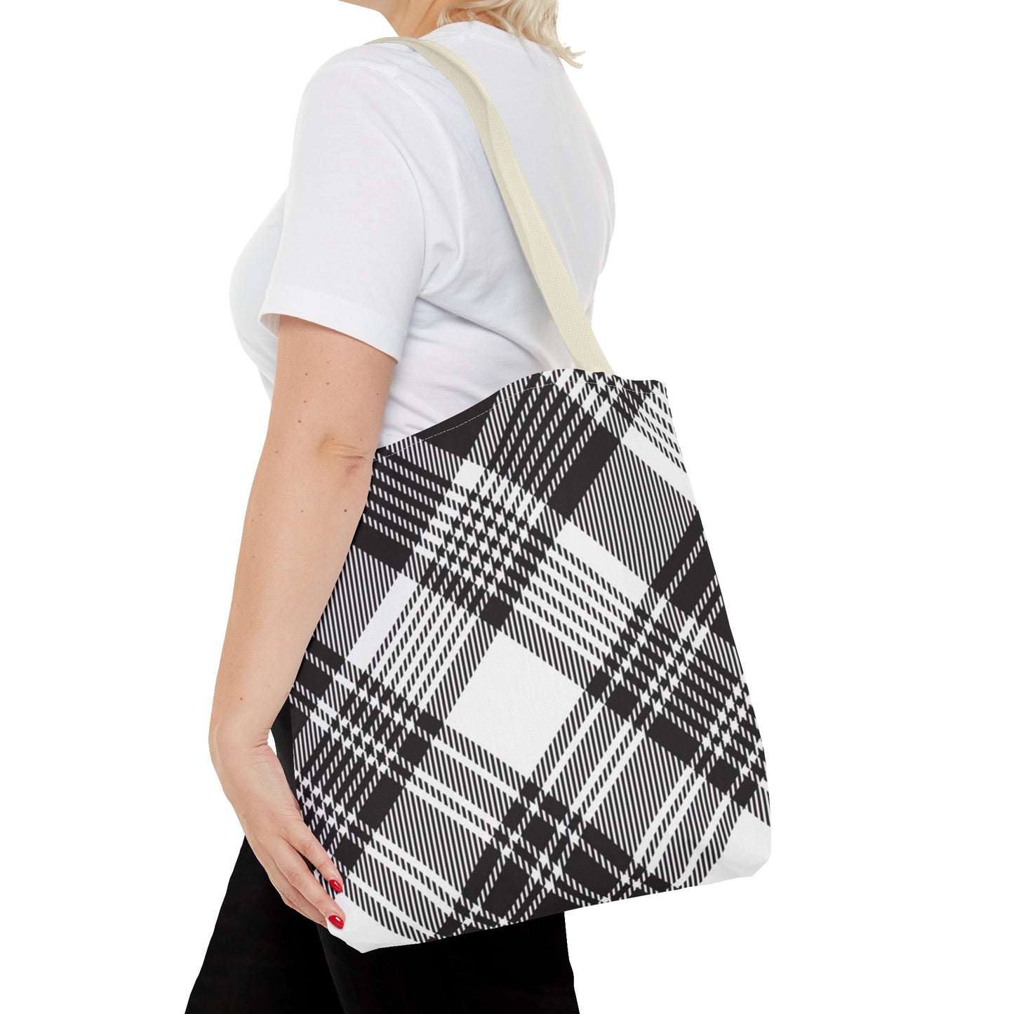 Black Check Tote Bag