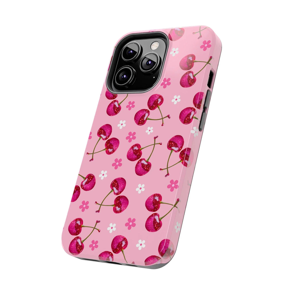 Pink Cherry Sparkle Pattern Tough Phone Case (Apple & Android) - Pink Sweetheart