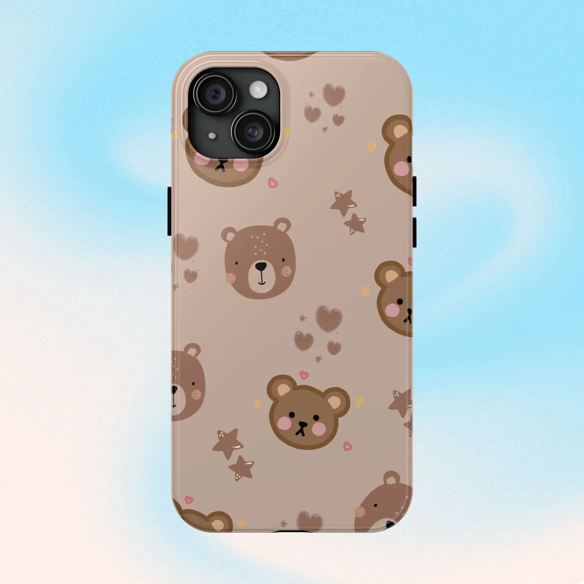 Boho Brown Bear Phone Case (Apple & Android) - Pink Sweetheart