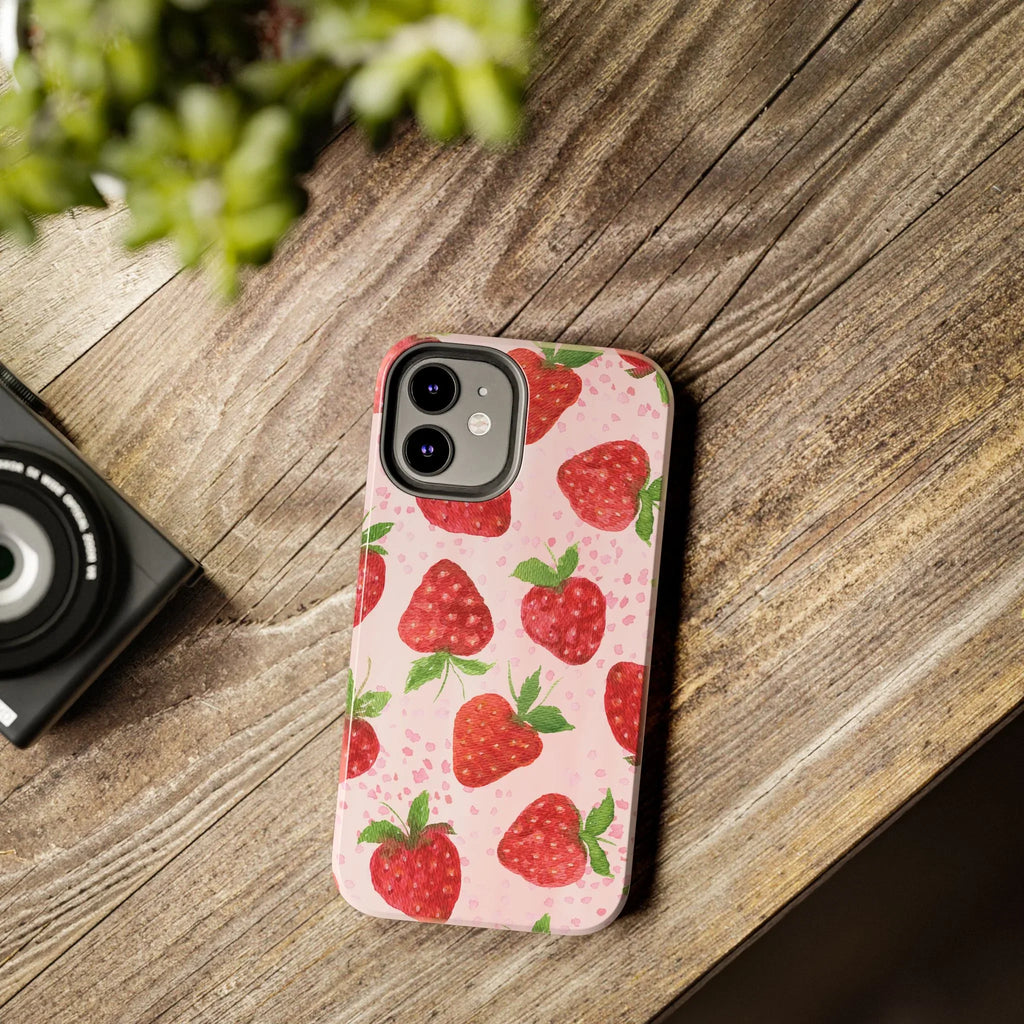 Cute Strawberries Phone Case (Apple & Android) - Pink Sweetheart