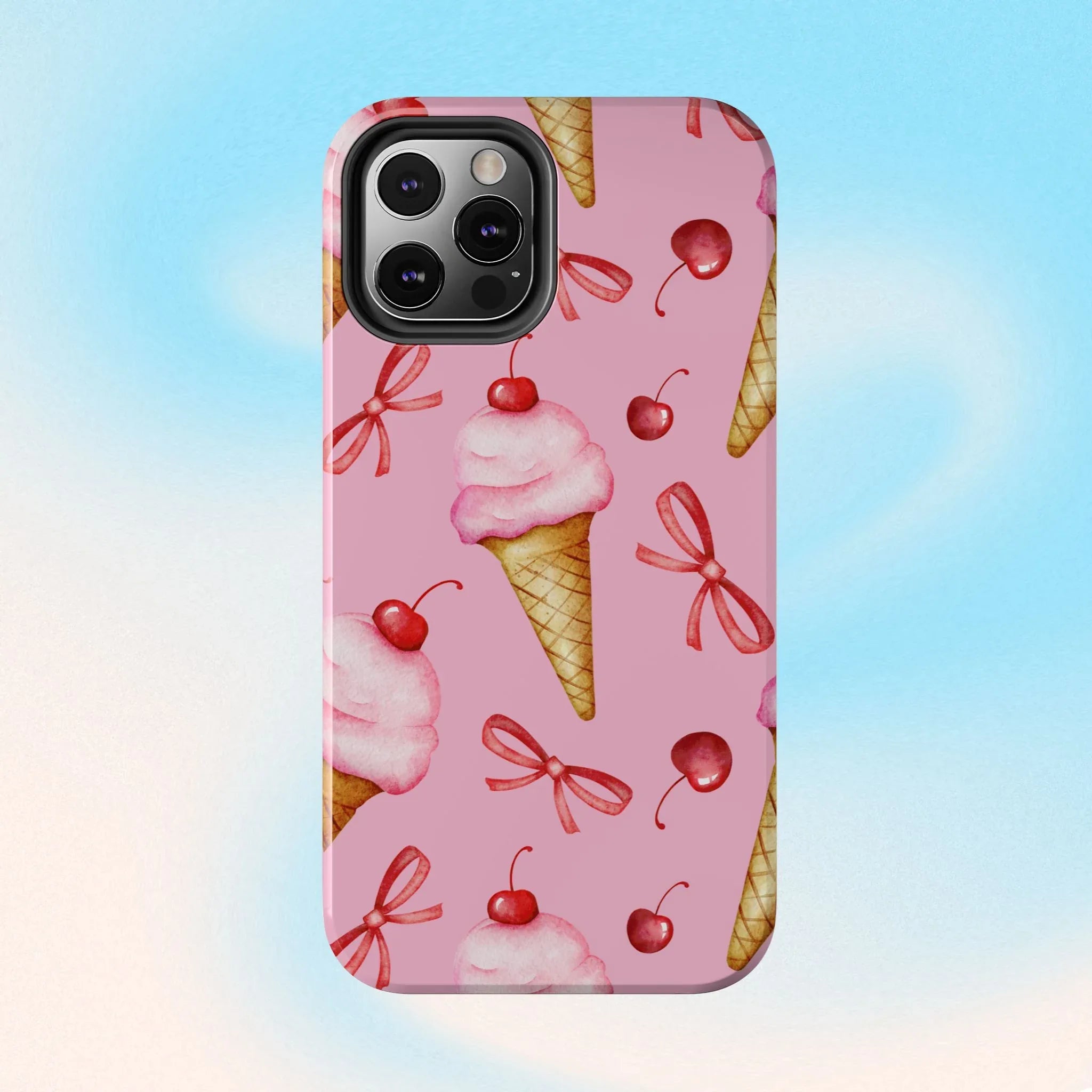 Cherry on Top Ice Cream Phone Case (Apple & Android) - Pink Sweetheart