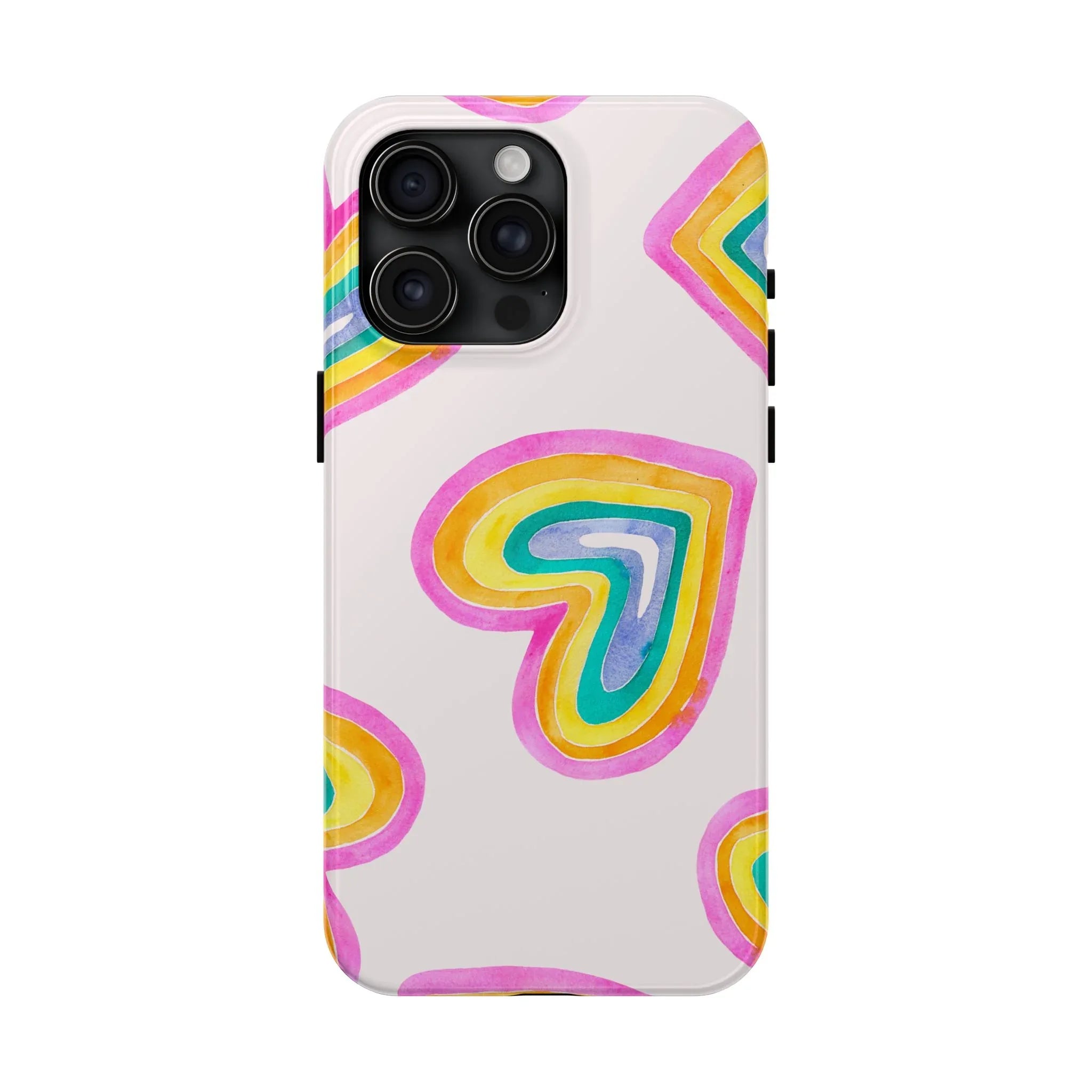 Rainbow Hearts Phone Case (Apple & Android) - Pink Sweetheart