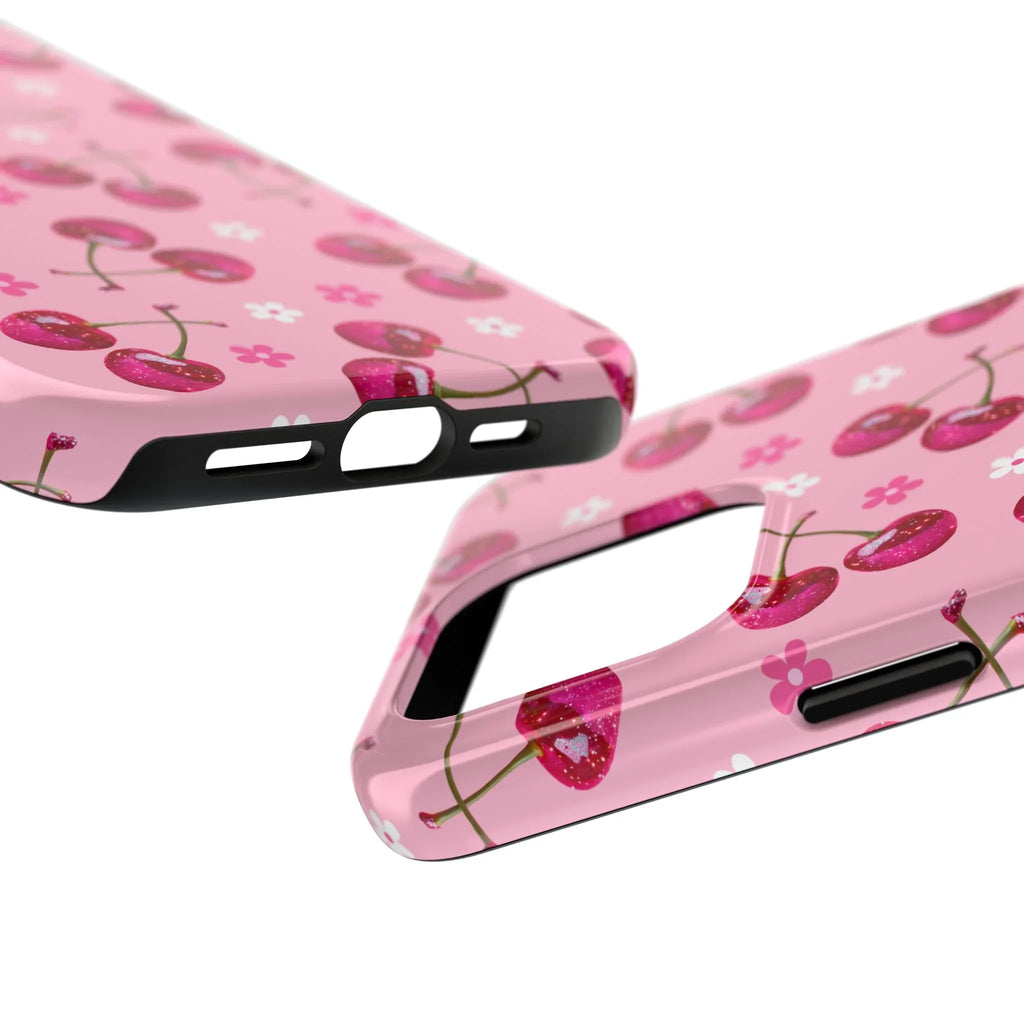 Pink Cherry Sparkle Pattern Tough Phone Case (Apple & Android) - Pink Sweetheart