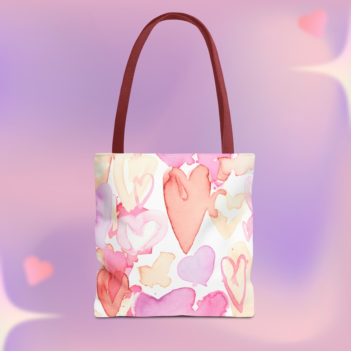 Watercolor Valentine Hearts Tote Bag