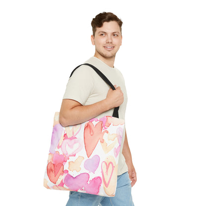 Watercolor Valentine Hearts Tote Bag