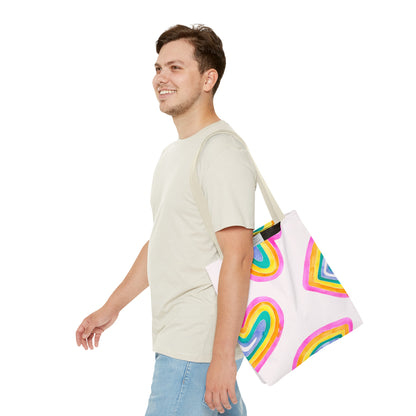 Rainbow Hearts Tote Bag