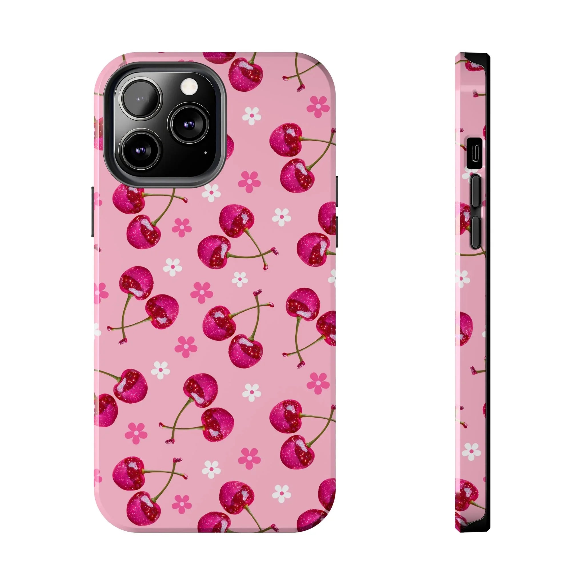 Pink Cherry Sparkle Pattern Tough Phone Case (Apple & Android) - Pink Sweetheart