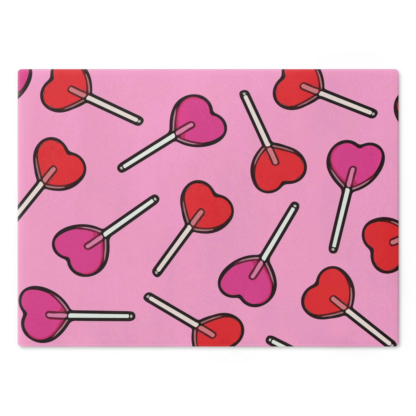 Heart Lollipops Glass Cutting Board