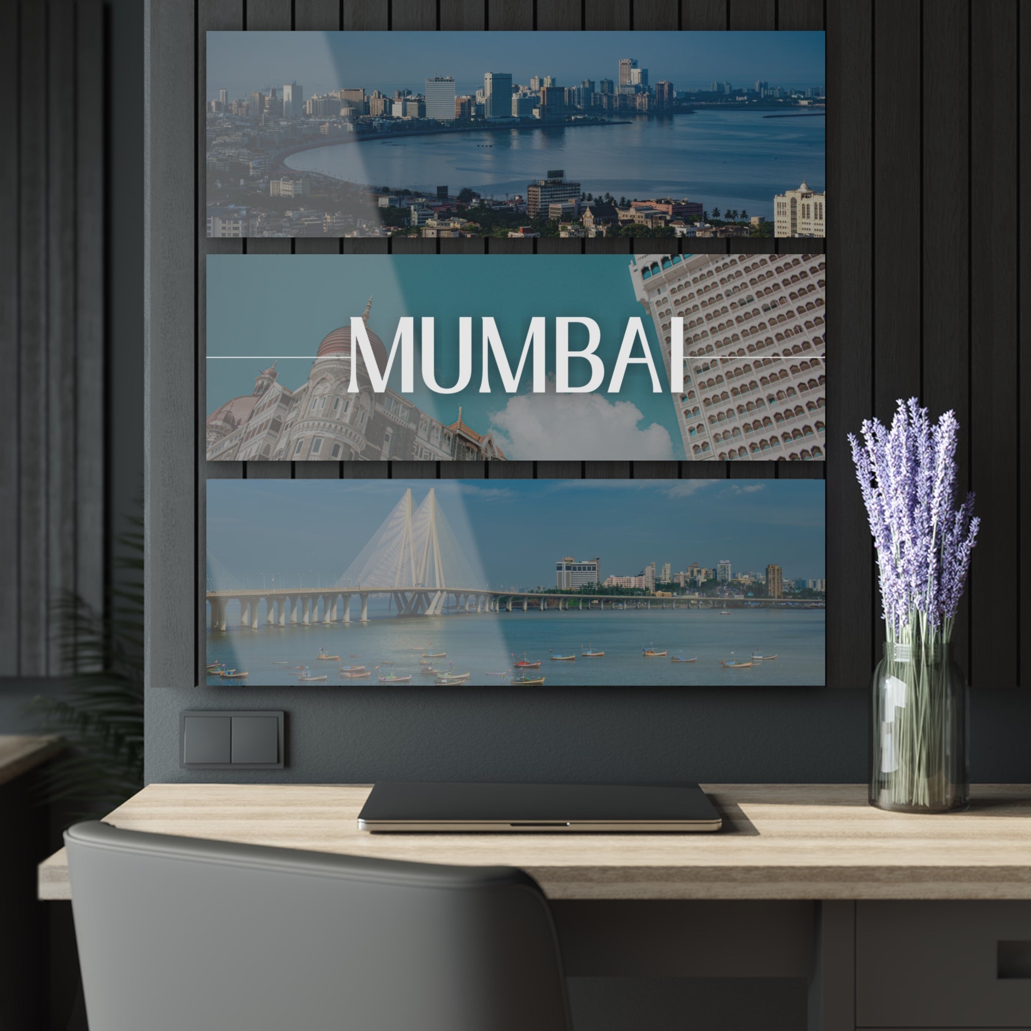 Mumbai Skyline Acrylic Prints (Triptych)