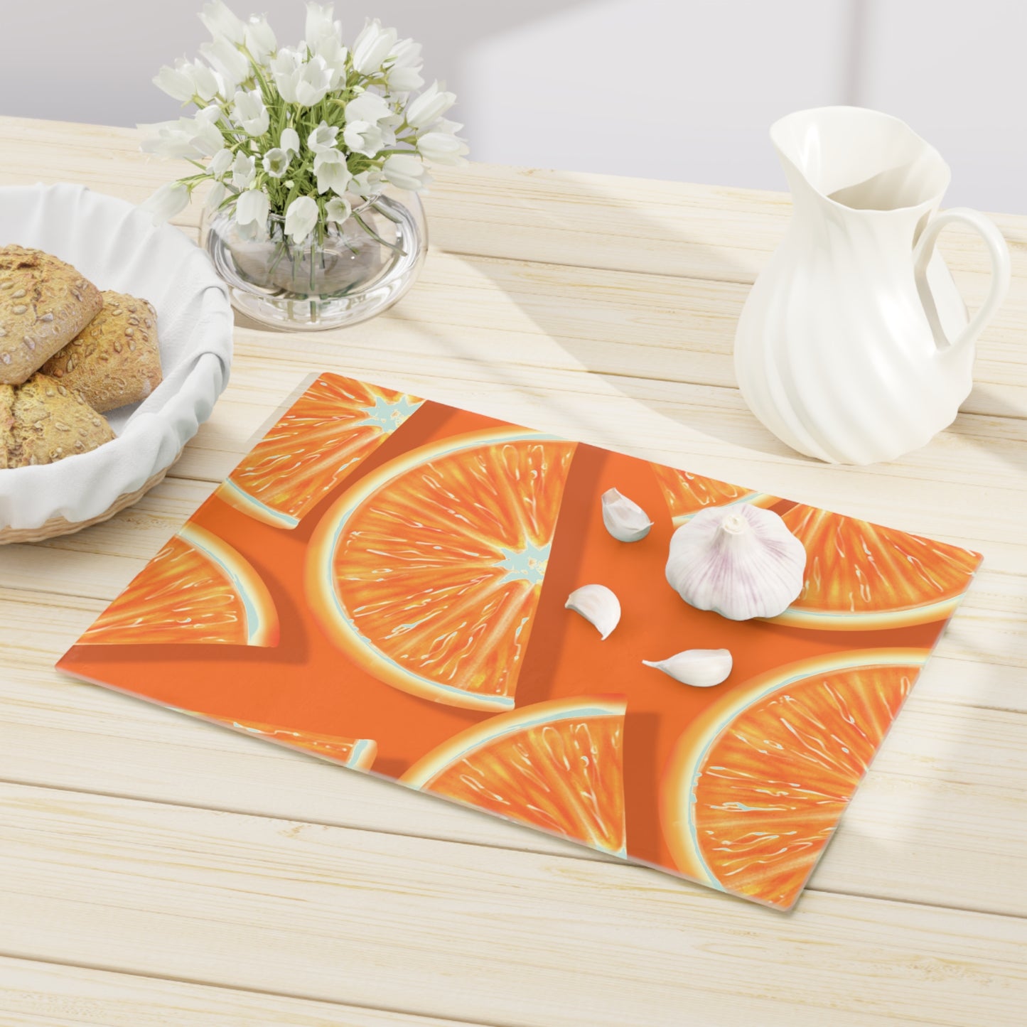 Orange Slices Glass Cutting Board