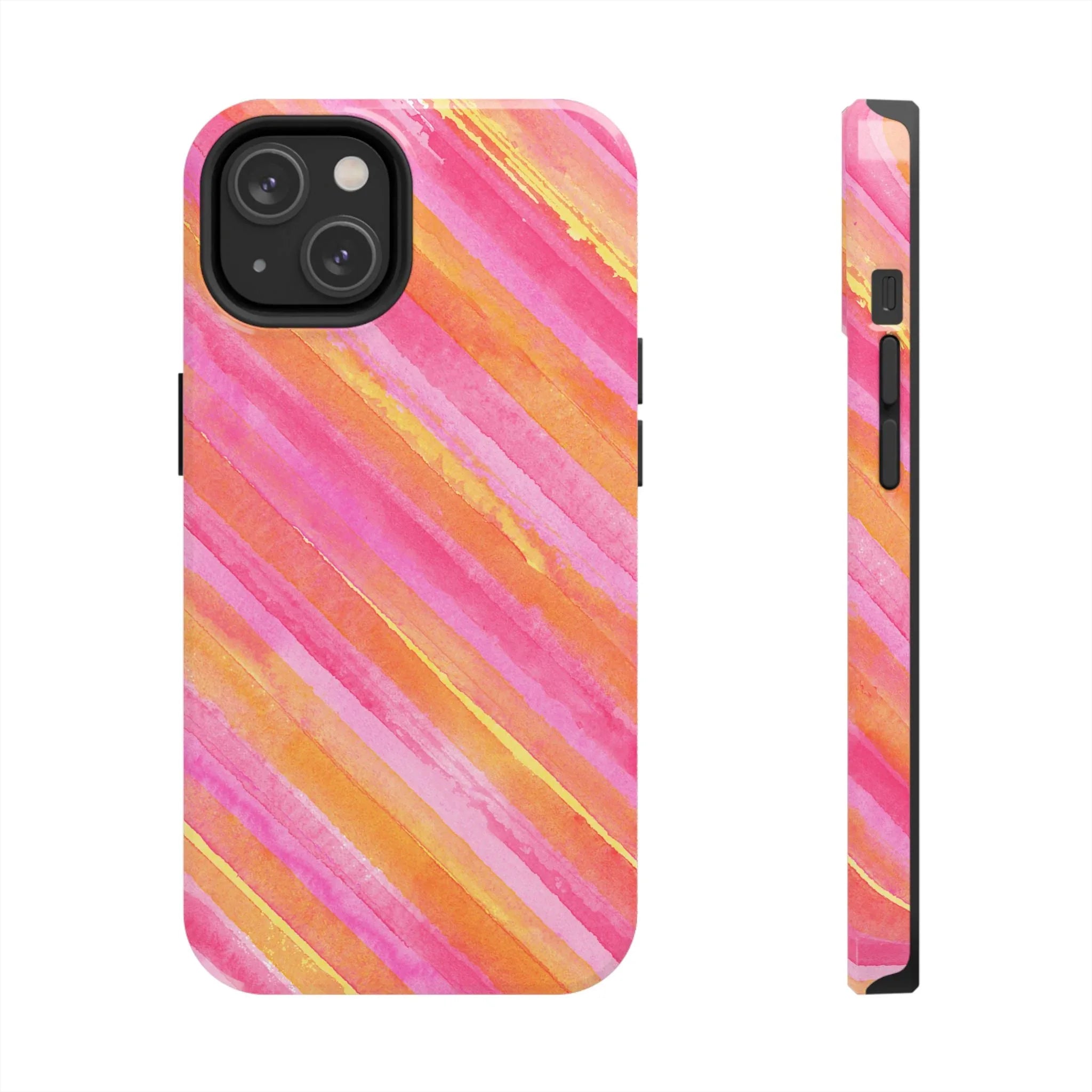 Pink Lemon Stripes Phone Case (Apple & Android) - Pink Sweetheart