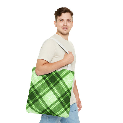 Lush Green Plaid Tote Bag