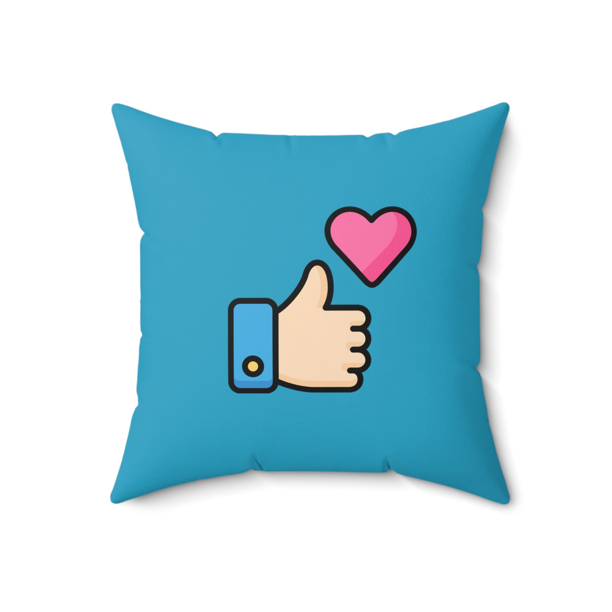 Social Media Thumbs Up Square Pillow - Teal