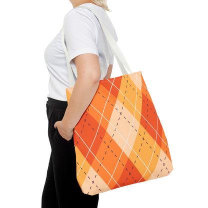 Orange Argyle Halloween Tote Bag