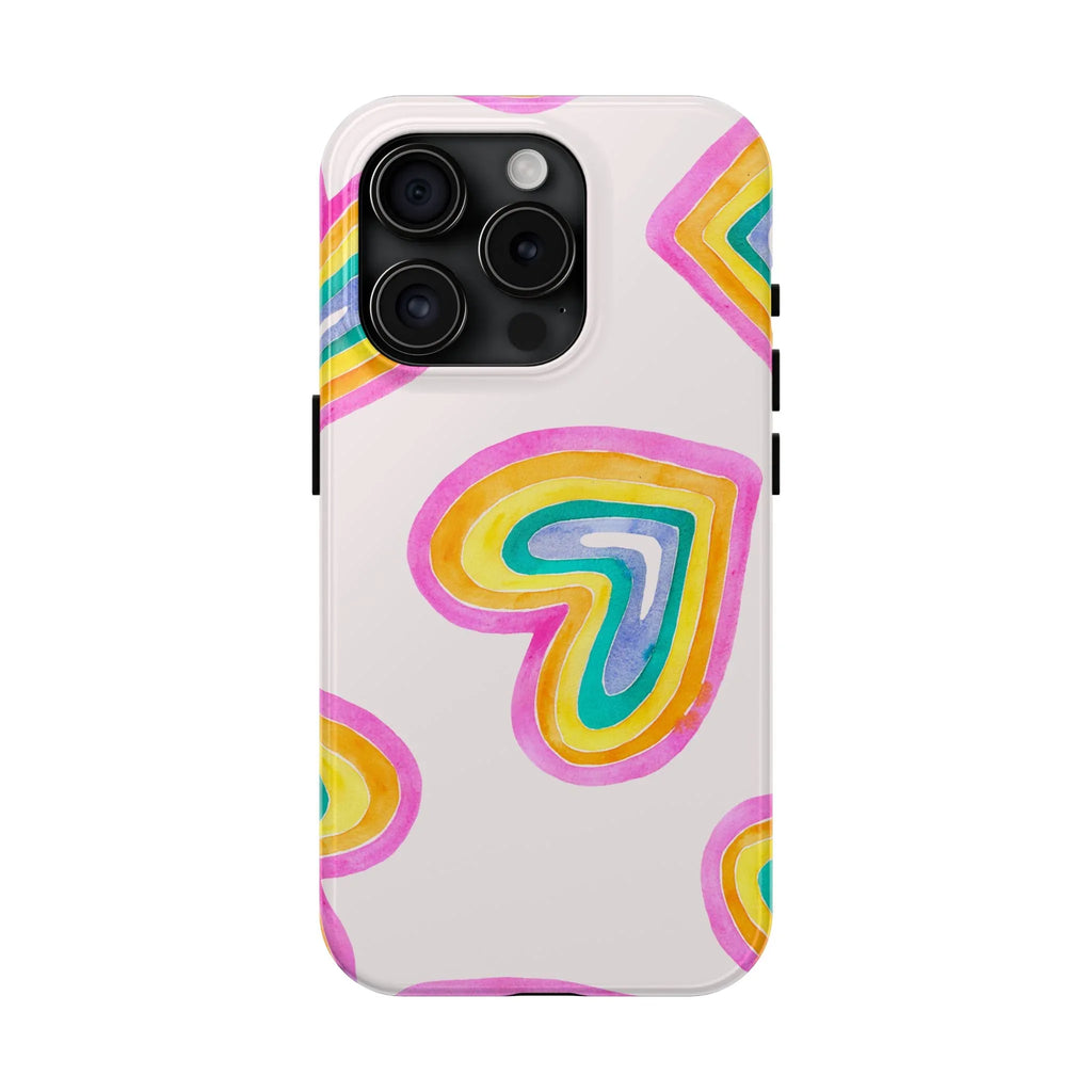 Rainbow Hearts Phone Case (Apple & Android) - Pink Sweetheart
