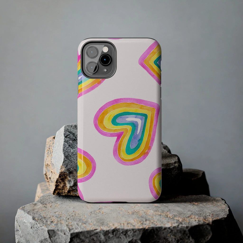 Rainbow Hearts Phone Case (Apple & Android) - Pink Sweetheart