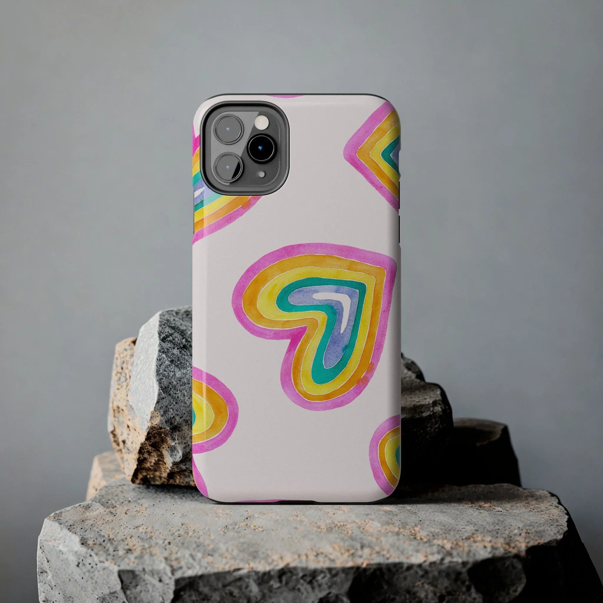 Rainbow Hearts Phone Case (Apple & Android) - Pink Sweetheart