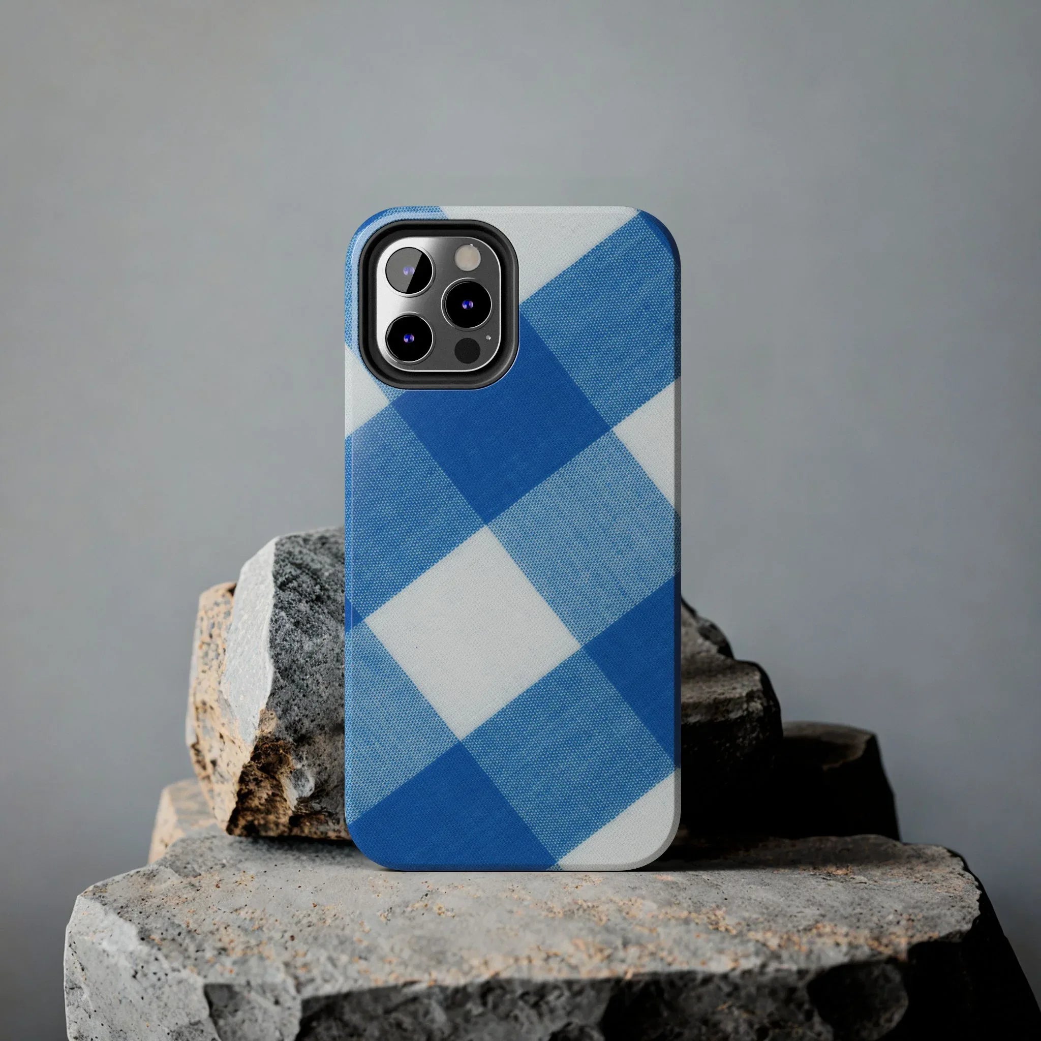 Classic Blue Gingham Phone Case (Apple & Android) - Pink Sweetheart