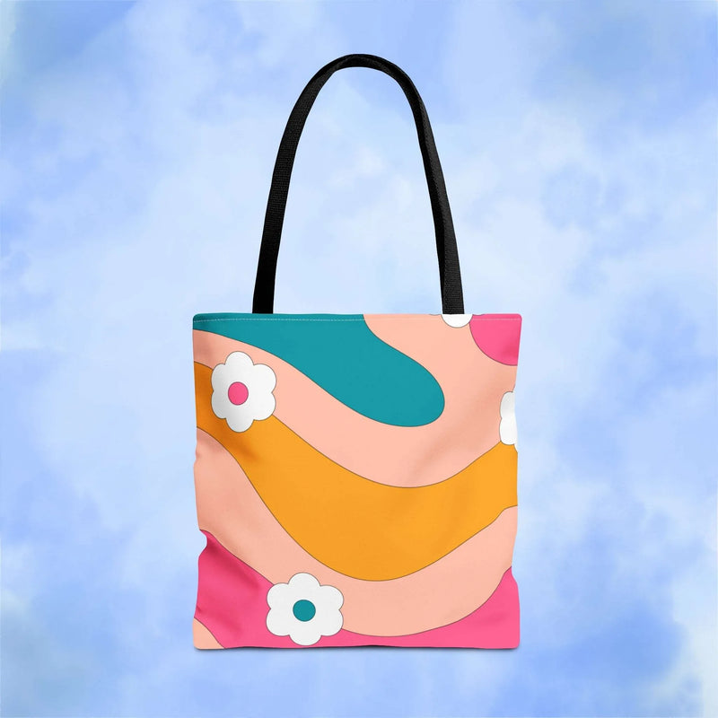 70s Floral Retro Aesthetic Tote Bag - Pink Sweetheart