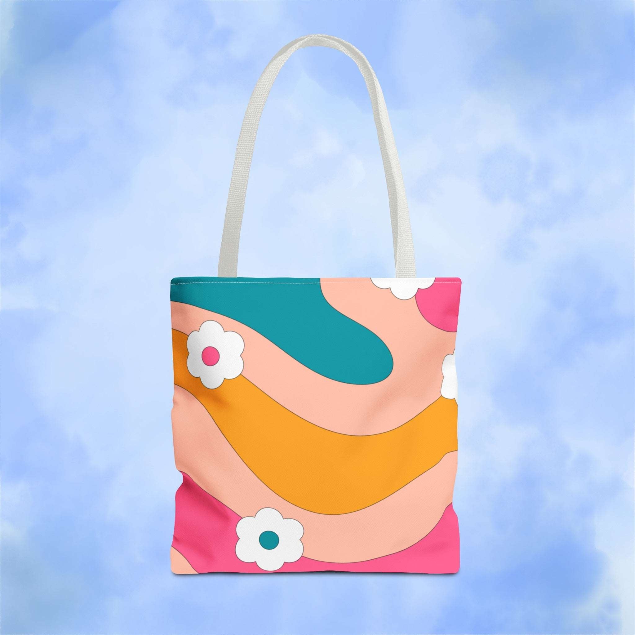 70s Floral Retro Aesthetic Tote Bag