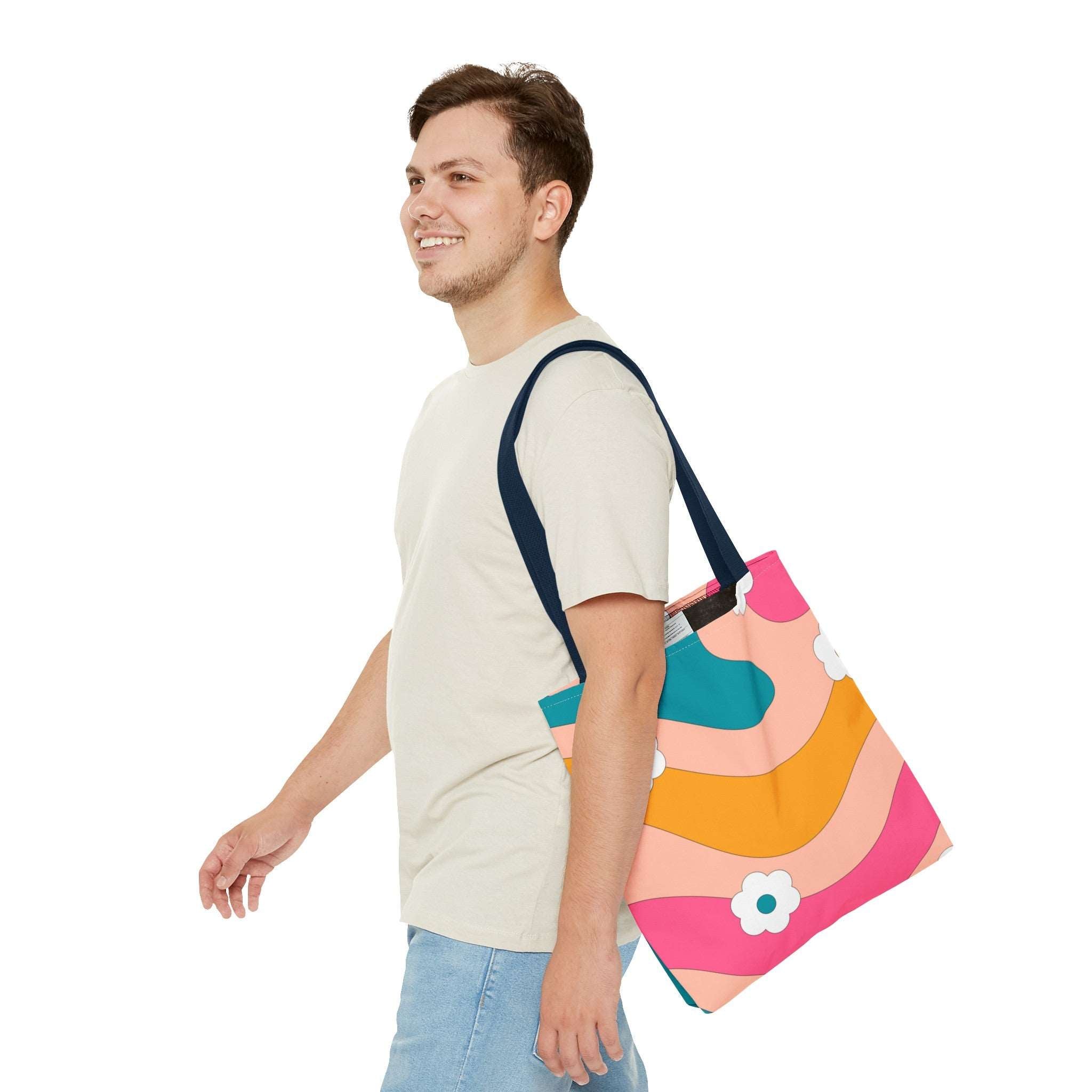 70s Floral Retro Aesthetic Tote Bag