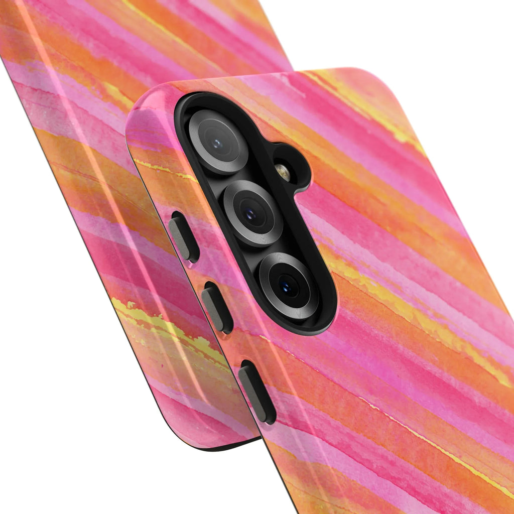 Pink Lemon Stripes Phone Case (Apple & Android) - Pink Sweetheart
