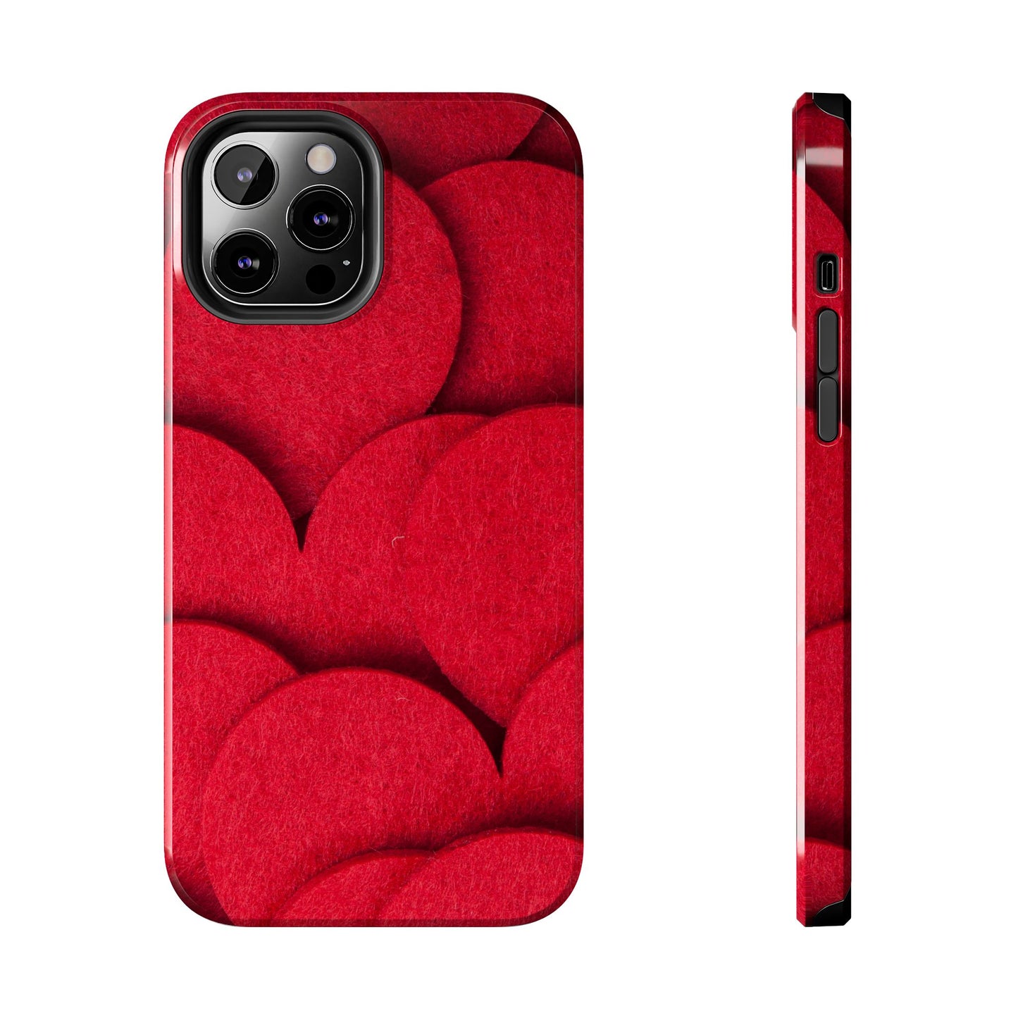 Big Red Felt Hearts Phone Case