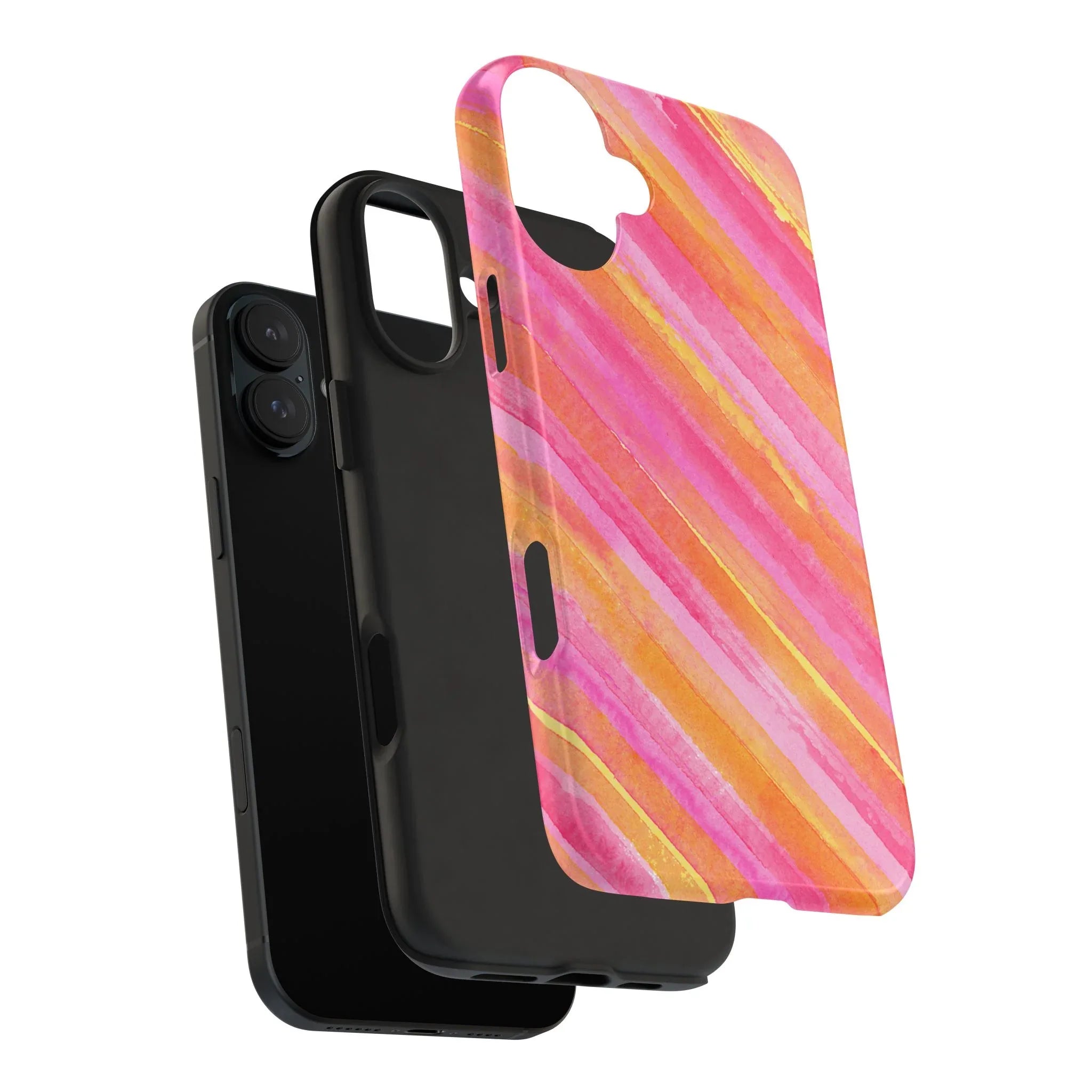 Pink Lemon Stripes Phone Case (Apple & Android) - Pink Sweetheart