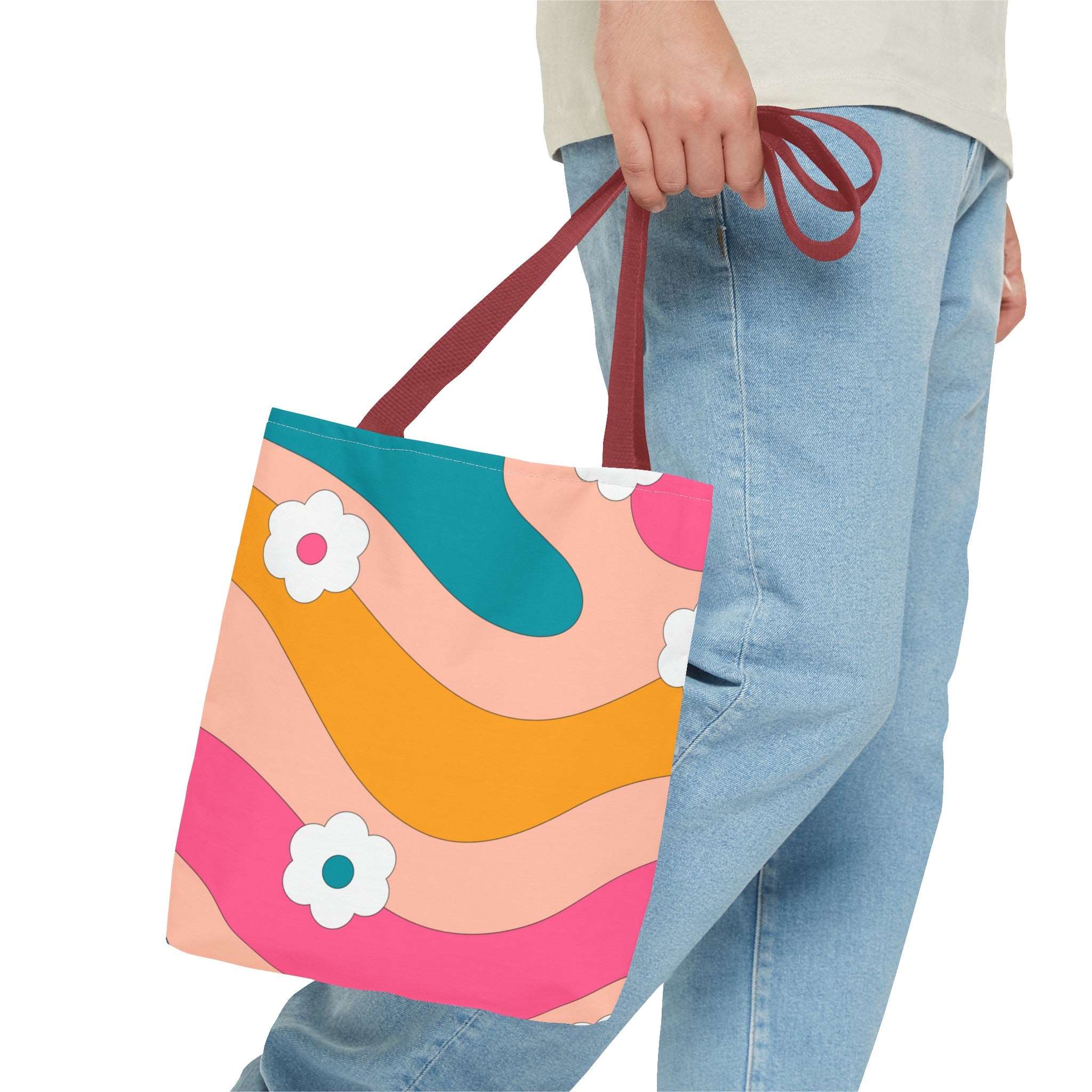 70s Floral Retro Aesthetic Tote Bag