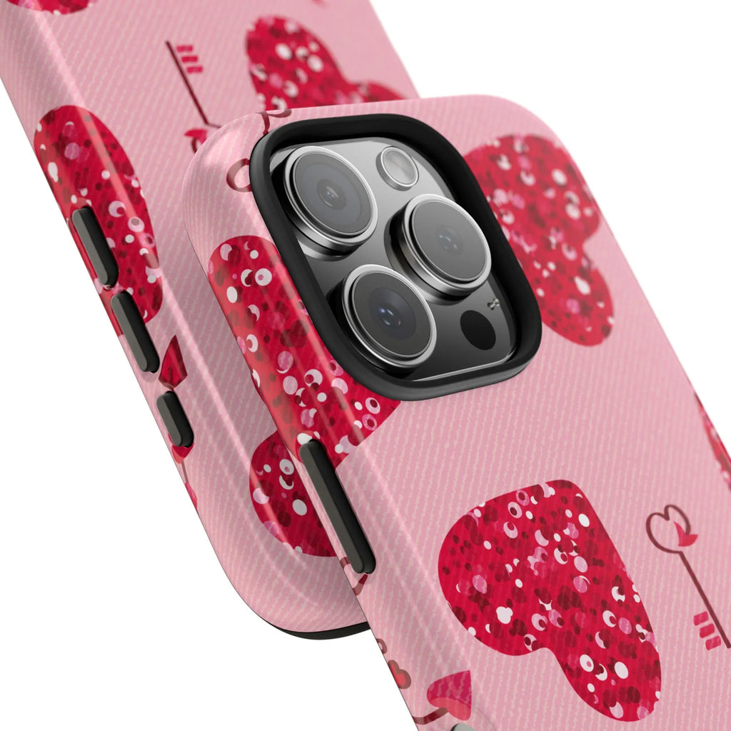 Sparkling Red Hearts Phone Case (Apple & Android) - Pink Sweetheart