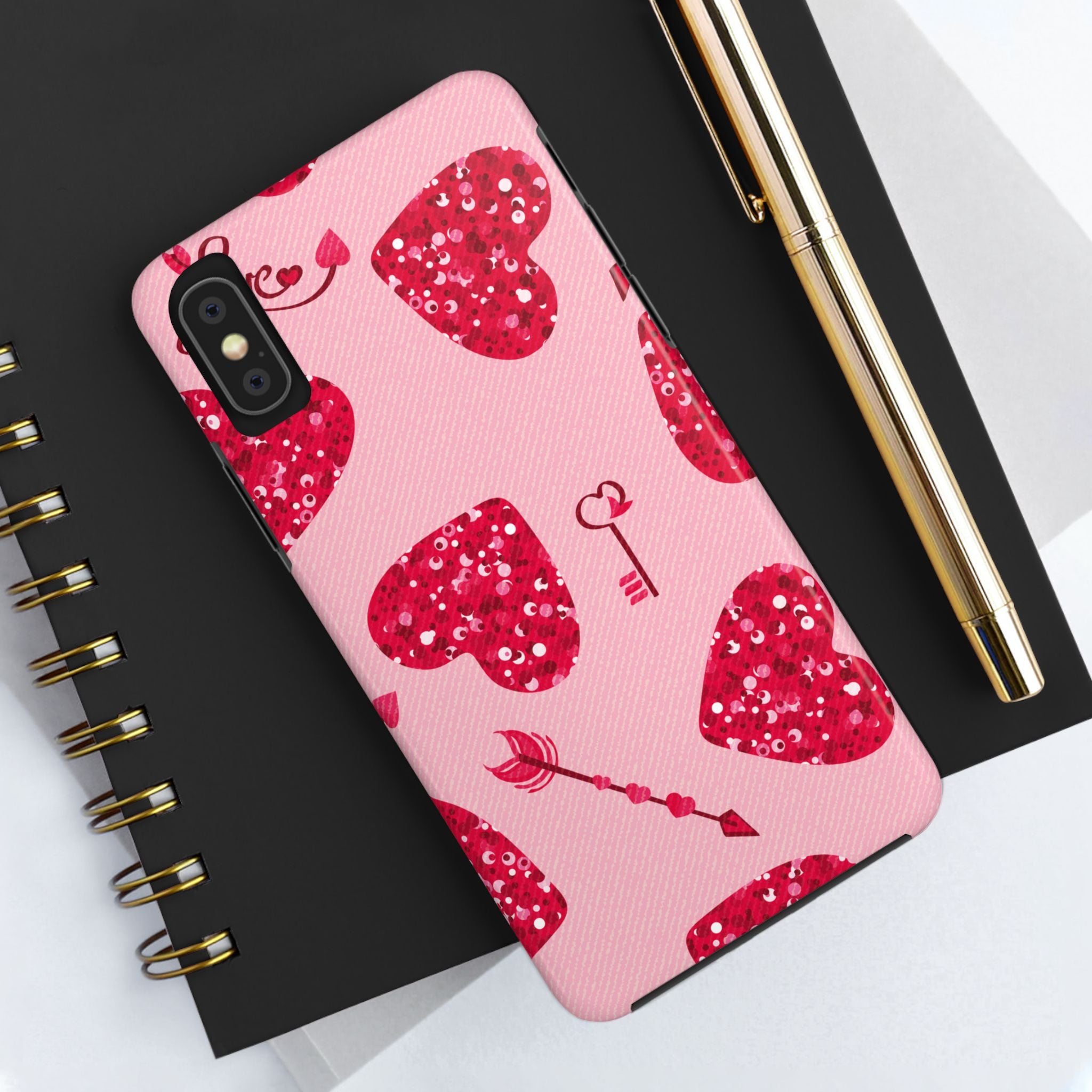 Sparkling Red Hearts Phone Case (Apple & Android)