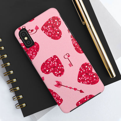 Sparkling Red Hearts Phone Case