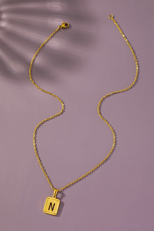 Brass Diamond Dust Cut Out Initial Necklace