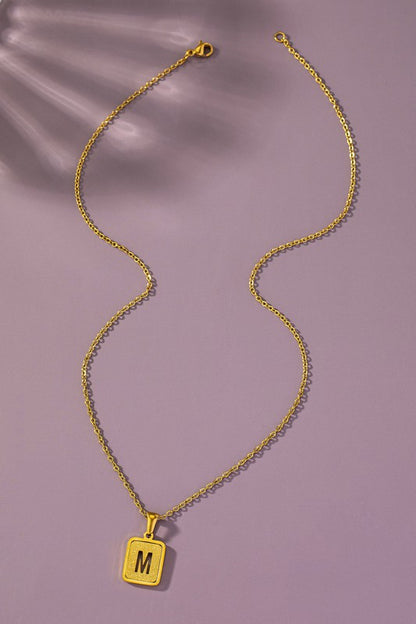 Brass Diamond Dust Cut Out Initial Necklace