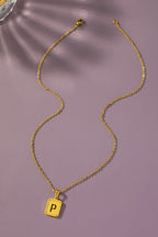 Brass Diamond Dust Cut Out Initial Necklace