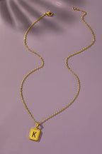 Brass Diamond Dust Cut Out Initial Necklace