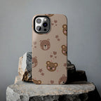 Boho Brown Bear Phone Case (Apple & Android) - Pink Sweetheart
