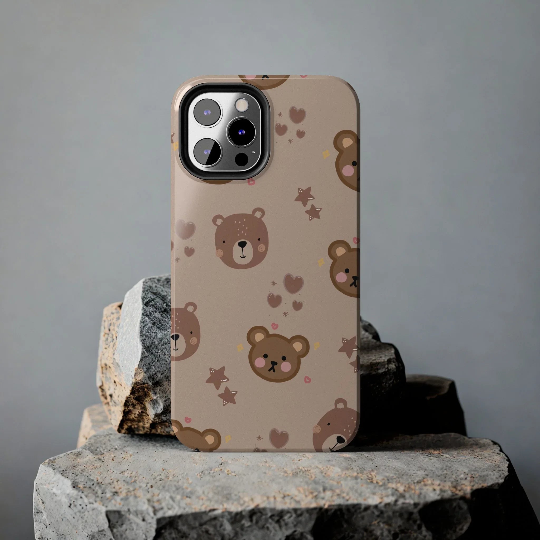 Boho Brown Bear Phone Case (Apple & Android) - Pink Sweetheart