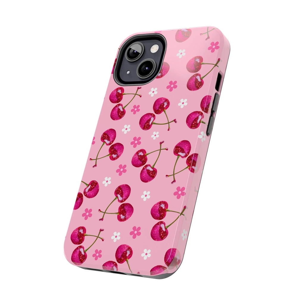 Pink Cherry Sparkle Pattern Tough Phone Case (Apple & Android) - Pink Sweetheart